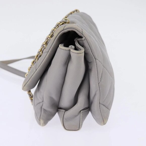 Salvatore Ferragamo Chain Vala Shoulder Bag Leather Gray Gold Auth 147515 - Picture 5 of 16